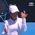 Fiery Kazak player Yulia Putintseva gets distracted by someone in the crowd as she battles Turkish favourite Zeynep Sonmez.