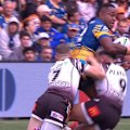Apisai Koroisau concedes a penalty with a hip-drop style tackle.