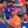 Isaiya Katoa sparks some alarm as he is forced off the field for the Dolphins after suffering a wrist injury.