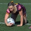 Lauren Dam darts over the line to put the Bulldogs on alert early in Wagga Wagga,