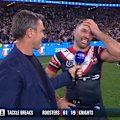 Roosters captain James Tedesco is overcome by emotion.