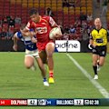 Selwyn Cobbo finishes the match with another try in a massive Dolphins rout.