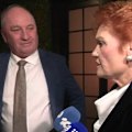 Angry protestors have forced Pauline Hanson and Barnaby Joyce to make a back-door exit from One Nation fundraising event.