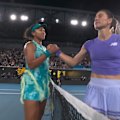Naomi Osaka and Sorana Cîrstea share words after their match. 