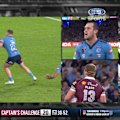 Hudson Young is penalised for a high tackle against the Maroons.