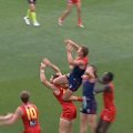 Melbourne's Jake Melksham takes a brilliant mark against Gold Coast.