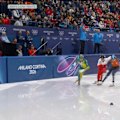 Brendan Corey finishes fourth in the speed skating 500m qualifying event.