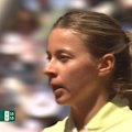 Maja Chwalińska recovers to secure her first point after a double fault.