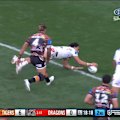 Tyrell Sloan steps inside the Tigers defence to score the Dragons' first try.