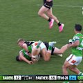 Andrew Johns is left confused after Luke Garner is penalised for a dangerous tackle against Canberra.