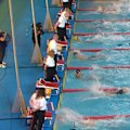 Isaac Cooper bashes into a lane rope on his way to winning silver in the men's 50m backstroke at the Pan Pacific Championships.