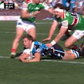 Sharks hooker Blayke Brailey scores a soft try against the Rabbitohs.