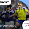 Sweden's Anthony Elanga scores a remarkable equaliser to draw with Japan 1-1, seeing Japan finish in second in Group F with Sweden behind them in third.