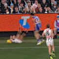 Nick Daicos fires up after Joel Freijah stood over him in the wildcard final.