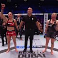 Cris Cyborg defends her PFL women's featherweight world title, securing the victory with a rear-naked choke submission.