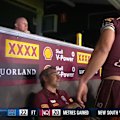 Kalyn Ponga visits the Queensland coach's box to apologise to Billy Slater for his game turning send-off.