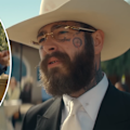 Rapper Post Malone starred alongside retired NFL star Peyton Manning and comedian Shane Gillis in the Super Bowl commercial for Bud Light.