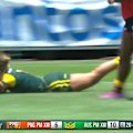 Rugby icon Ruan Sims was impressed by Andie Robinson's try in Port Moresby that handed Australia the lead. 