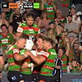 Jye Gray scored for the Rabbitohs in just the third minute of their clash against the Tigers in Gosford.