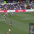 Sualauvi Fa'alogo crosses for a try as Melbourne slice and dice Manly's right-edge defence.