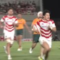 Joseph-Aukuso Suaalii misses his target as the Wallabies implement an 