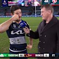 Ben Hunt speaks to Nine's Paul Gallen after the reigning premiers suffered a sixth-straight defeat.
