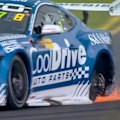 The safety car was called after James Golding's Ford Mustang lost his left rear wheel, which narrowly missed hitting other cars.