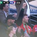 Tevita Tatola starts the NRL's biggest party off at Stadium Australia, crashing over the line first to the crowd's delight. 