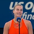 Aryna Sabalenka attempts to hold back her tears after losing the US Open women's final.