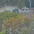 Security footage captured the moment a truck and a train collided in Perth.