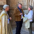 David Farley greeting people at St Matthew’s church in Albury morning after winning byelection.