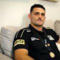 An emotional Ivan Cleary watches on as his son Nathan claims his first Dally M