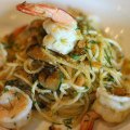 Superb: Spaghetti with prawns, zucchini and bottarga at Gambaro Seafood Restaurant.