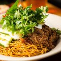 Aromatic: Shredded duck, fresh herbs, quail eggs and egg noodles.