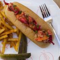 SYDNEY, AUSTRALIA - JUNE 23: The Connecticut style lobster roll at Watermans in Potts Point on June 23, 2015 in Sydney, Australia.  (Photo by Sahlan Hayes/Fairfax Media)