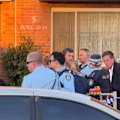 Police are hunting for an attacker who fatally stabbed a man in Newcastle, NSW, in a busy area.