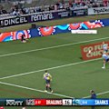 Jesse Ramien manages to avoid going to the sin bin after taking out Val Holmes.