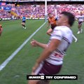 Luke Laulilii finds a way through to put the Manly Sea Eagles on the scoreboard  finally, in their Magic Round game. 