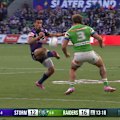 Phil Gould leaves the Nine commentary box in stitches after reacting to a kick from Storm fullback Sua Faalogo.