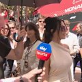 Kim Kardashian chooses to ignore Martin Brundle during his traditional grid walk.