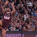 Jojo Fifita jumps up to grab the ball, AFL-style above Brian To’o to score an amazing try.