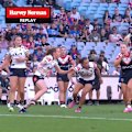 Tarryn Aiken extends the Roosters' lead with a lucky try against the Broncos.