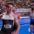 Lachlan Kennedy clocks 9.96 seconds (+0.5 wind) to claim the men's 100-metre title at the Australian athletics championships in Sydney.