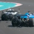 Alex Albon was left with a damaged Williams after a collision with Sergio Perez late in opening practice for the Japanese Grand Prix.