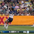 Scott Drinkwater drops an easy chance at a 20 metre restart for the Cowboys.