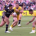 Moses Leota's fancy footwork paves the way for Isaah Yeo to snatch the first points for the Penrith Panthers against the Parramatta Eels.