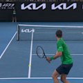 Novak Djokovic decides to leave a ball that hit the line.