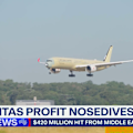 Qantas profits have fallen more than 13 per cent in the previous financial year, with the war in the Middle East fueling the slump.