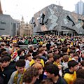 Fans in Melbourne flooded Federation Square on Friday for the Socceroos final World Cup group stage match against Paraguay.