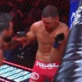 Nate Diaz's fight with Mike Perry is called off after two rounds as the UFC cult hero is left bloodied.